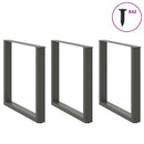 spisebordsben U-formet 3 stk. antracit 80x(72-73) cm stål