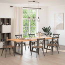 spisebordsben U-formet 3 stk. naturstål 80x(72-73) cm stål