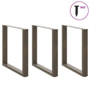 spisebordsben U-formet 3 stk. naturstål 80x(72-73) cm stål