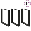 spisebordsben U-formet 3 stk. sort 90 x (72-73) cm stål