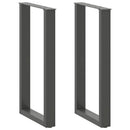 barbordsben U-formet 2 stk. antracit 50x(90-91) cm stål