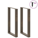 barbordsben U-formet 2 stk. naturstål 60x(90-91) cm stål