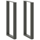 barbordsben U-formet 2 stk. antracit 40x(100-101) cm stål