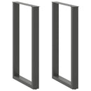 barbordsben U-formet 2 stk. antracit 60x(100-101) cm stål