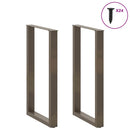 barbordsben U-formet 2 stk. naturstål 60x(100-101) cm stål