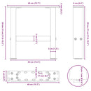 sofabordsben sort 2 stk. 40x(30-31) cm stål