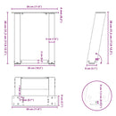 sofabordsben U-formet 2 stk. sort 30x(30-31) cm stål