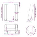 sofabordsben U-formet 2 stk. hvid 30x(30-31) cm stål
