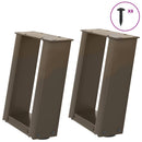 sofabordsben U-formet 2 stk. naturstål 30x(30-31) cm stål