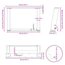 sofabordsben U-formet 2 stk. sort 50x(30-31) cm stål