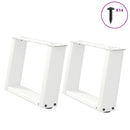 sofabordsben U-formet 2 stk. hvid 50x(30-31) cm stål