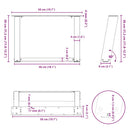 sofabordsben U-formet 2 stk. antracit 50x(30-31) cm stål