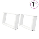 sofabordsben U-formet 2 stk. hvid 60x(30-31) cm stål