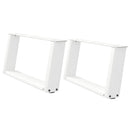 sofabordsben U-formet 2 stk. hvid 60x(30-31) cm stål