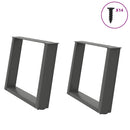 sofabordsben U-formet 2 stk. antracit 60x(42-43) cm stål