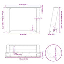 sofabordsben U-formet 2 stk. sort 70 x (42-43) cm stål