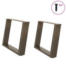 sofabordsben U-formet 2 stk. naturstål 70 x (42-43) cm stål