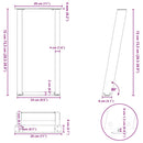 konsolbordben U-formet 2 stk. sort 28 x (72-73) cm stål