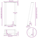 konsolbordben U-formet 2 stk. sort 38 x (72-73) cm stål