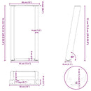 konsolbordben U-formet 2 stk. antracit 38 x (72-73) cm stål