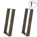 konsolbordben U-formet 2 stk. naturstål 38 x (72-73) cm stål