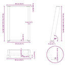 spisebordsben U-formet 2 stk. naturstål 60 x (72-73) cm stål