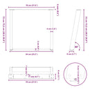 spisebordsben U-formet 2 stk. sort 70 x (72-73) cm stål