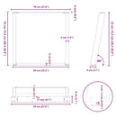 spisebordsben U-formet 2 stk. naturstål 70x(72-73) cm stål
