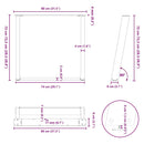 spisebordsben U-formet 2 stk. sort 80 x (72-73) cm stål
