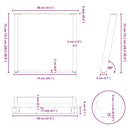 spisebordsben U-formet 2 stk. naturstål 80x(72-73) cm stål
