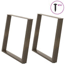 spisebordsben U-formet 2 stk. naturstål 90 x (72-73) cm stål