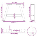 sofabordsben A-formet 2 stk. antracit 30x(30-31) cm stål