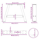 sofabordsben A-formet 2 stk. antracit 40x(30-31) cm stål