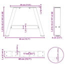 sofabordsben A-formet 2 stk. 40x(30-31) cm stål