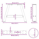 sofabordsben A-formet 2 stk. antracit 50x(30-31) cm stål