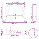 sofabordsben A-formet 2 stk. 50x(30-31) cm stål
