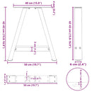 sofabordsben A-formet 2 stk. 50x(42-43) cm stål