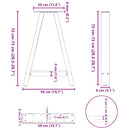 spisebordsben A-formet 2 stk. sort 50x(72-73) cm stål