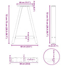 spisebordsben A-formet 2 stk. sort 60 x (72-73) cm stål