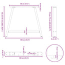 spisebordsben A-formet 2 stk. antracit 100x(72-73) cm stål