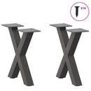 sofabordsben X-formet 2 stk. antracit 30x(30-31) cm stål