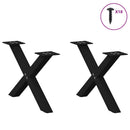 sofabordsben X-formet 2 stk. sort 60 x (30-31) cm stål