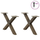 sofabordsben X-formet 2 stk. naturstål 60x(30-31) cm stål