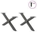 sofabordsben X-formet 2 stk. antracit 70x(30-31) cm stål