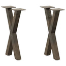 sofabordsben X-formet 2 stk. naturstål 28 x (42-43) cm stål