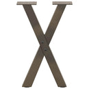 sofabordsben X-formet 2 stk. naturstål 28 x (42-43) cm stål