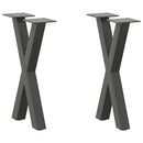 sofabordsben X-formet 2 stk. antracit 38 x (42-43) cm stål
