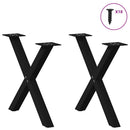 sofabordsben X-formet 2 stk. sort 50 x (42-43) cm stål