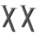 sofabordsben X-formet 2 stk. antracit 50x(42-43) cm stål