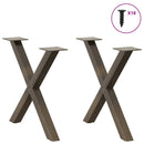 sofabordsben X-formet 2 stk. naturstål 50x(42-43) cm stål